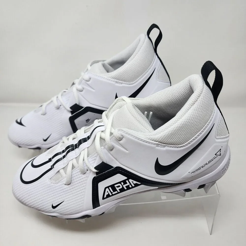 Nike Football Cleats Mens 10 White Black Alpha Menace 3 Low Fastflex